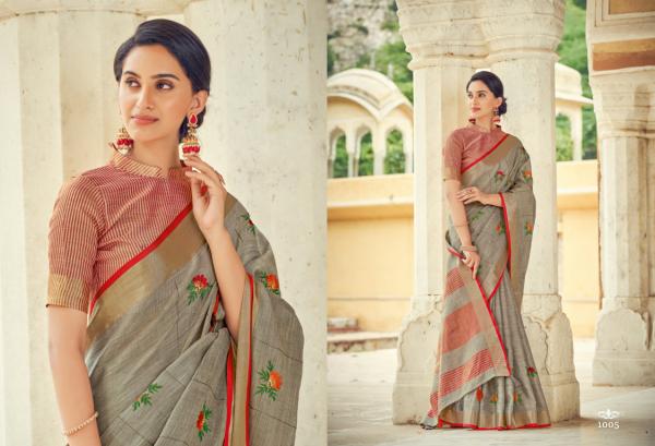 Sangam Sushmita Festive Wear Linen Embroidery Saree Collection